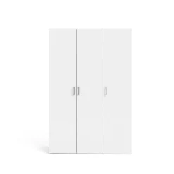 Guardaroba 3 Ante Bianco Appendiabiti 5 Ripiani 115x49 cm, Apertura Battente - Ruffano