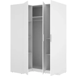 Guardaroba 3 Ante Bianco Appendiabiti Cassetti 95x142 cm, 6 Ripiani - Reeves