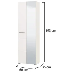 Guardaroba 2 Ante Bianco Bianco Appendiabiti 4 Ripiani 60x192.5h cm, 5 Vani - Griante