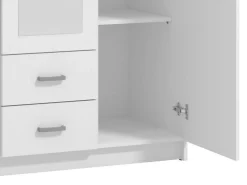Guardaroba 3 Ante Bianco Bianco 4 Ripiani 2 Cassetti 120x52 cm, Appendiabiti - Crati