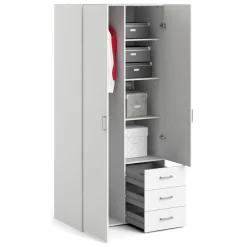Guardaroba 2 ante bianco con cassetti 77x175h cm - Arci