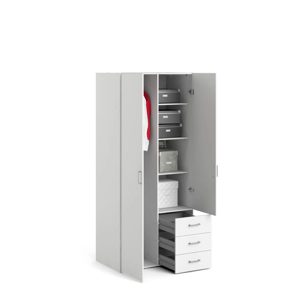 Guardaroba 2 ante bianco con cassetti 77x175h cm - Arci