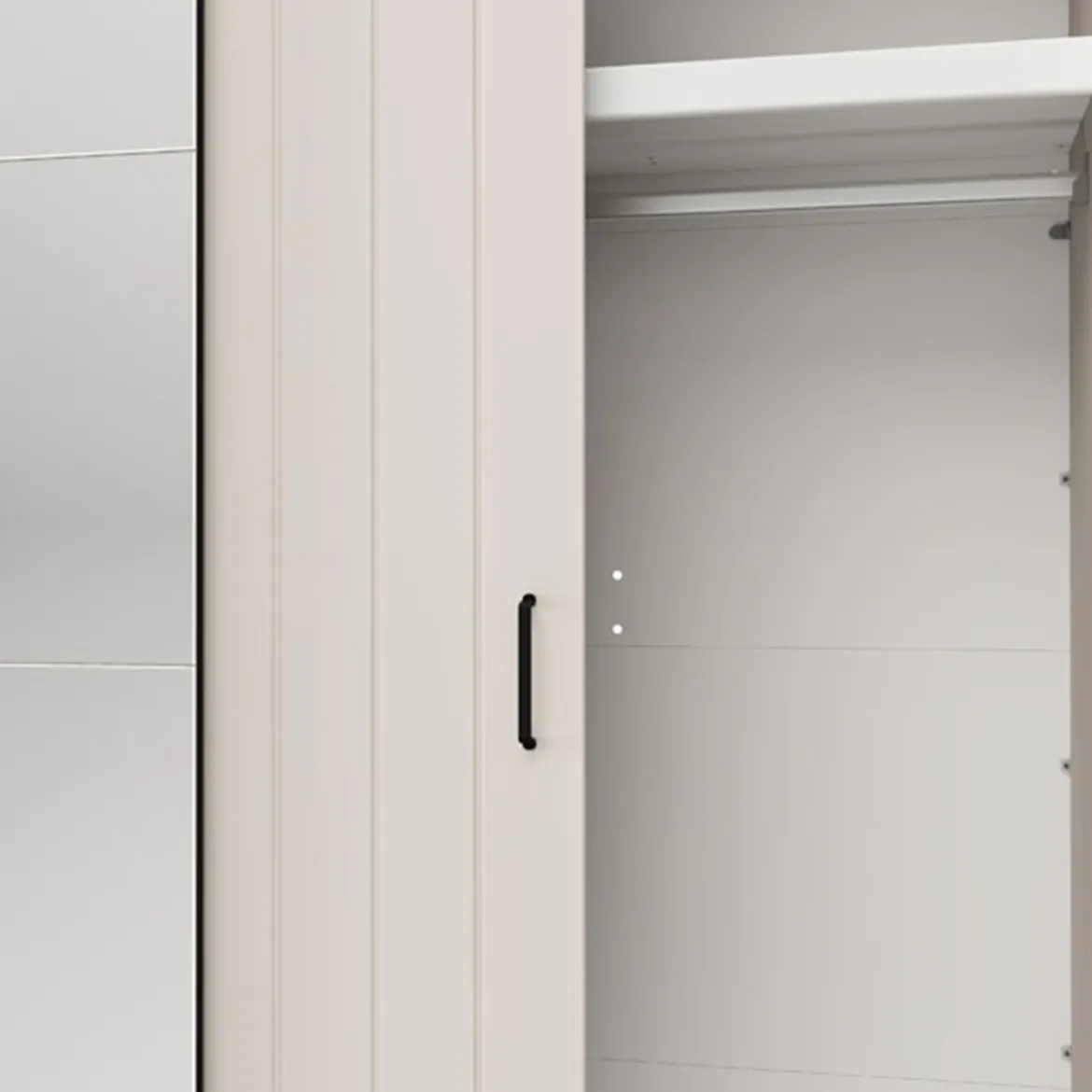 Guardaroba 2 Ante Bianco Crema Nero 4 Ripiani Appendiabiti 205x216h cm, 2 Cassetti - Copala