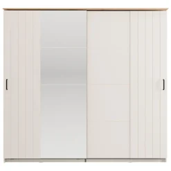 Guardaroba 2 Ante Bianco Crema Nero 4 Ripiani Appendiabiti 205x216h cm, 2 Cassetti - Copala