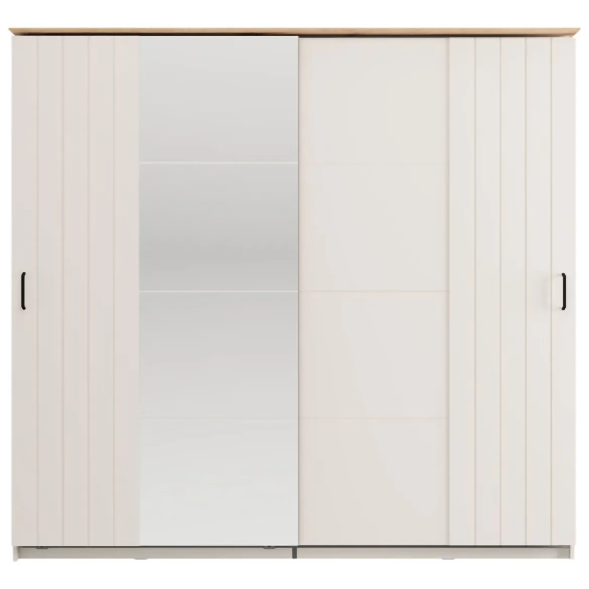 Guardaroba 2 Ante Bianco Crema Nero 4 Ripiani Appendiabiti 205x216h cm, 2 Cassetti - Copala