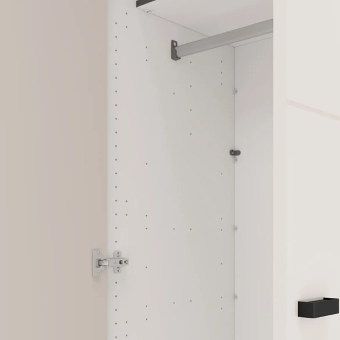 Guardaroba 3 Ante Bianco Crema Nero Appendiabiti 4 Ripiani 117x52 cm, 3 Ante - Ouarza