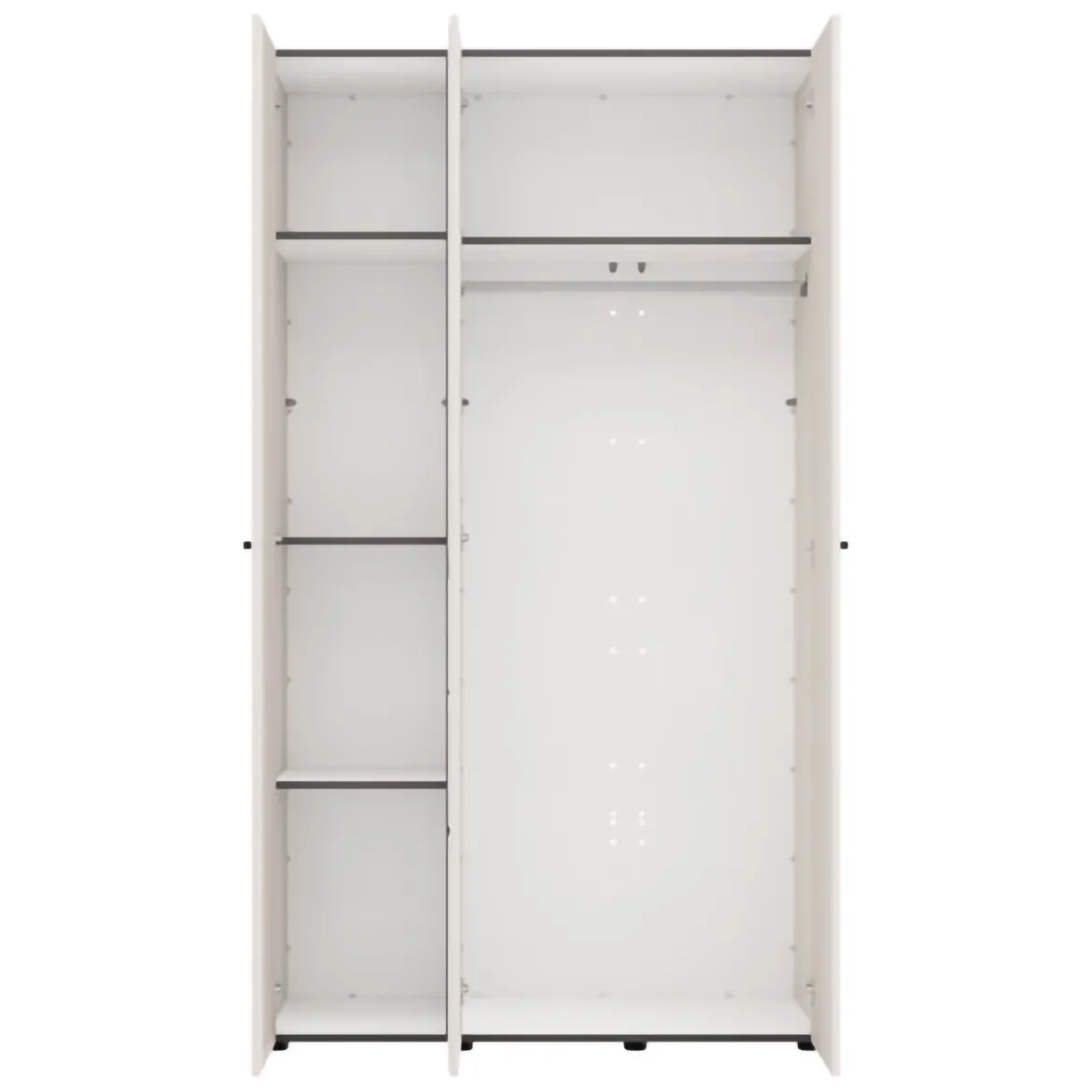 Guardaroba 3 Ante Bianco Crema Nero Appendiabiti 4 Ripiani 117x52 cm, 3 Ante - Ouarza