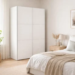 Guardaroba 2 ante bianco e grigio 147x220h cm - Almese