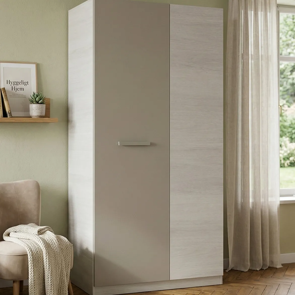 Guardaroba 2 ante bianco e marrone 90x200h cm - Alpine