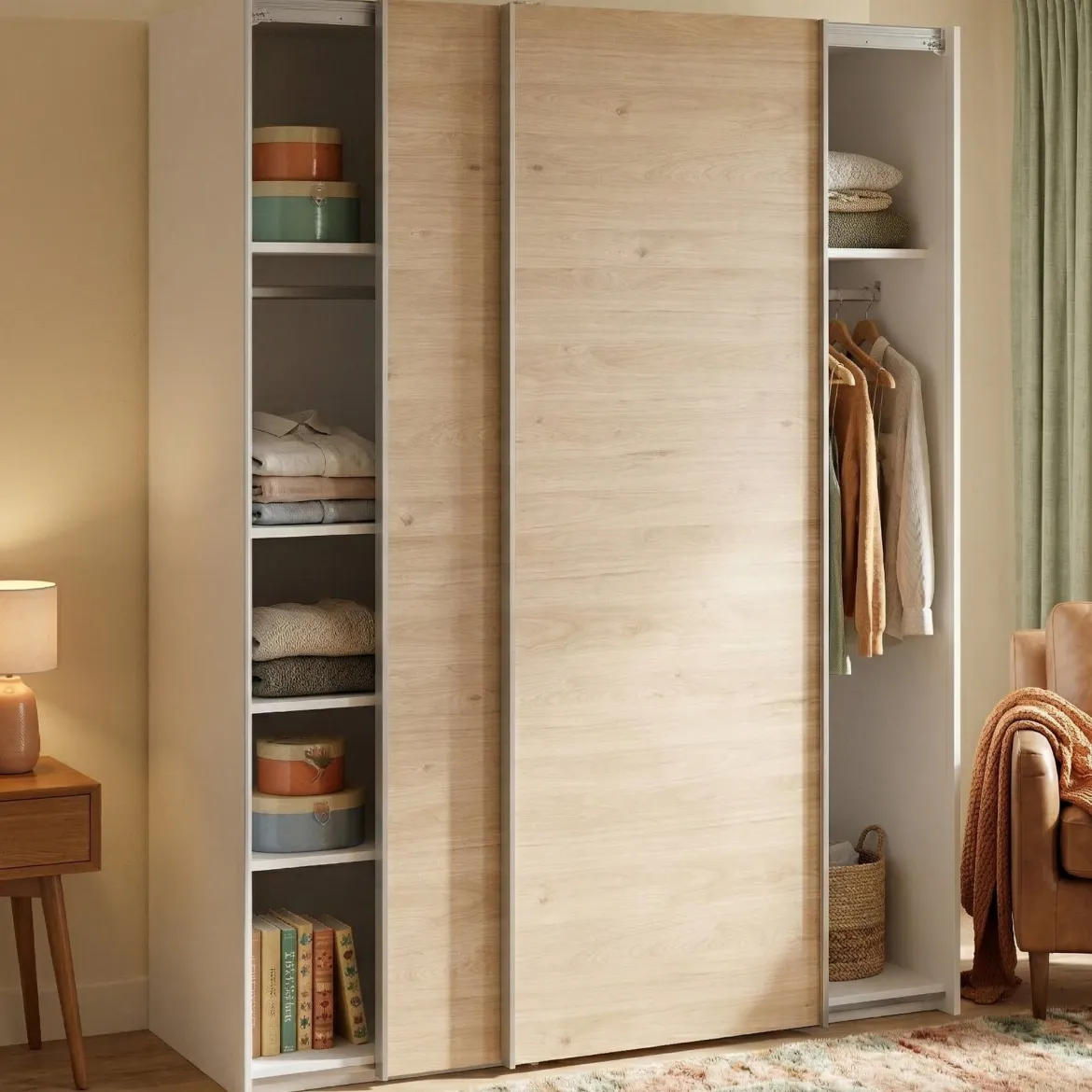 Guardaroba 2 ante bianco e rovere 81x180h cm - Appadu