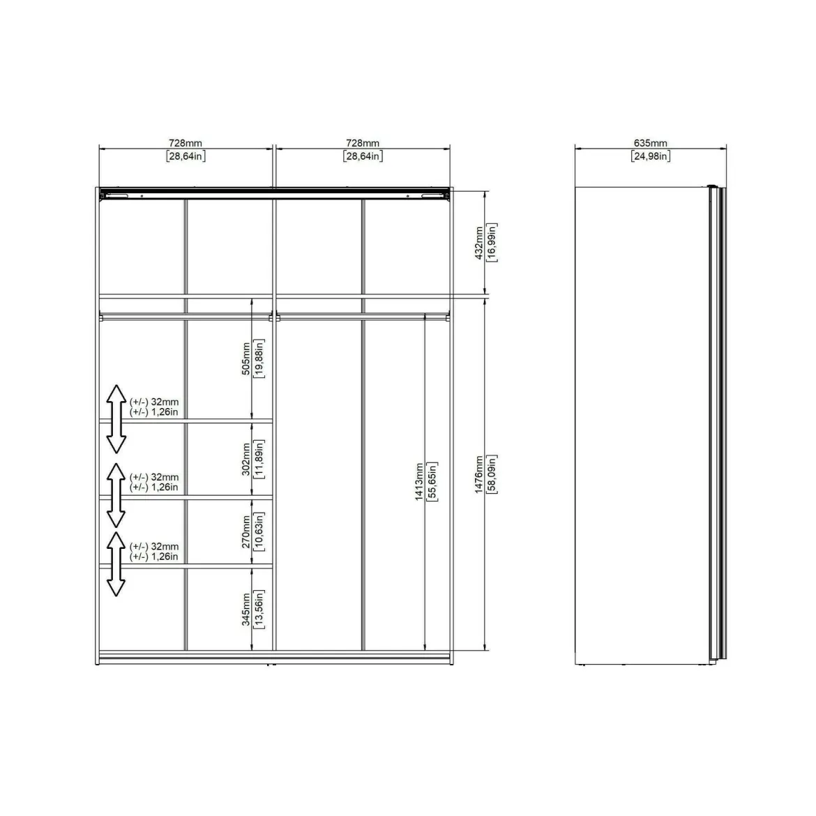 Guardaroba 2 ante bianco e rovere 81x180h cm - Appadu