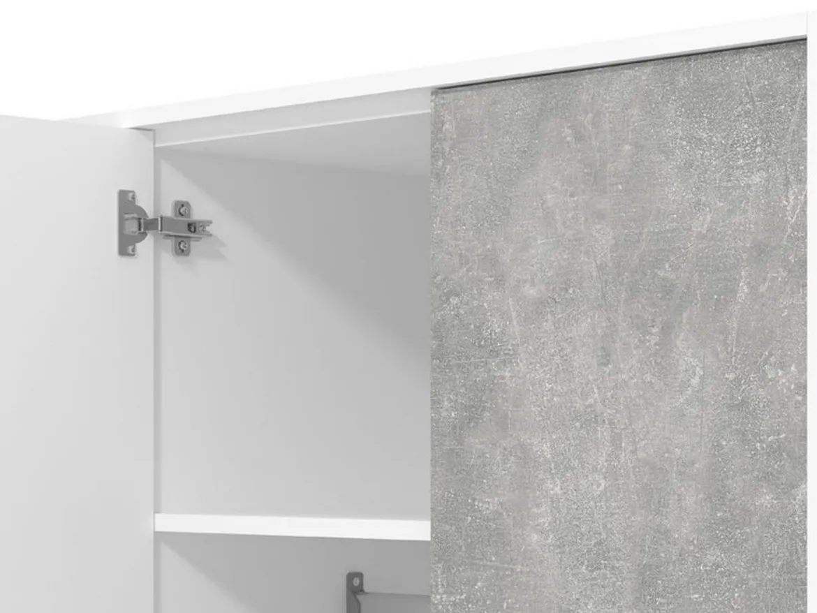 Guardaroba 3 Ante Bianco Grigio Cemento Appendiabiti 5 Ripiani 119x53 cm, 3 Ante - Lavagno