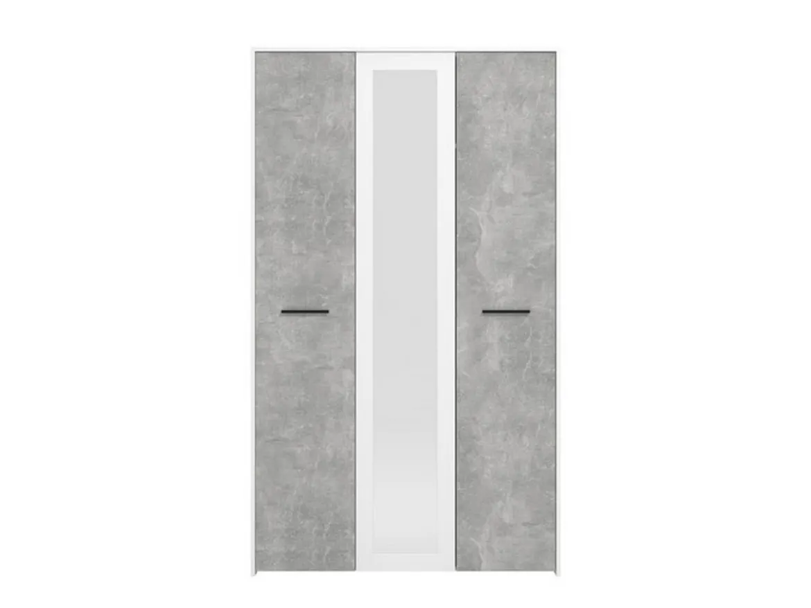 Guardaroba 3 Ante Bianco Grigio Cemento Appendiabiti 5 Ripiani 119x53 cm, 3 Ante - Lavagno