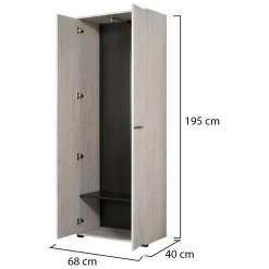 Guardaroba 2 Ante Bianco Larice Marrone Noce un Ripiano Appendiabiti 67.5x195h cm, Apertura Battente - Pinasca