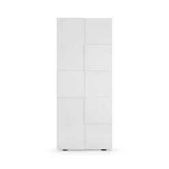 Guardaroba 2 Ante Bianco Lucido 2 Ripiani Appendiabiti 78x186.5h cm, Apertura Standard - Comerio