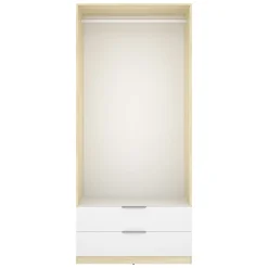 Guardaroba 2 Ante Bianco Marrone Rovere Appendiabiti Cassetti 51x204h cm, un Ripiano - Tulot