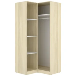 Guardaroba 2 Ante Bianco Marrone Rovere Appendiabiti Cassetti 95x204h cm, 4 Ripiani - Luber