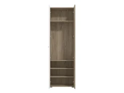 Guardaroba 2 Ante Bianco Marrone Rovere Nodi Appendiabiti 4 Ripiani 60x192.5h cm, 5 Vani - Griante