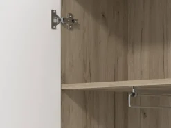 Guardaroba 2 Ante Bianco Marrone Rovere Nodi Appendiabiti 4 Ripiani 60x192.5h cm, 5 Vani - Griante