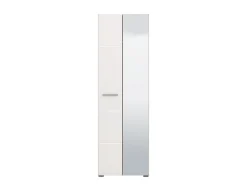 Guardaroba 2 Ante Bianco Marrone Rovere Nodi Appendiabiti 4 Ripiani 60x192.5h cm, 5 Vani - Griante