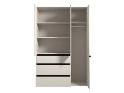 Guardaroba 3 Ante Bianco Nero 4 Ripiani 3 Cassetti 138x55 cm, Appendiabiti - Ilbonoo