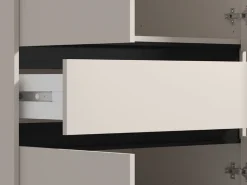Guardaroba 3 Ante Bianco Nero 5 Ripiani un Cassetto 138x54.5 cm, Appendiabiti - Ilbono