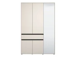 Guardaroba 3 Ante Bianco Nero 5 Ripiani un Cassetto 138x54.5 cm, Appendiabiti - Ilbono