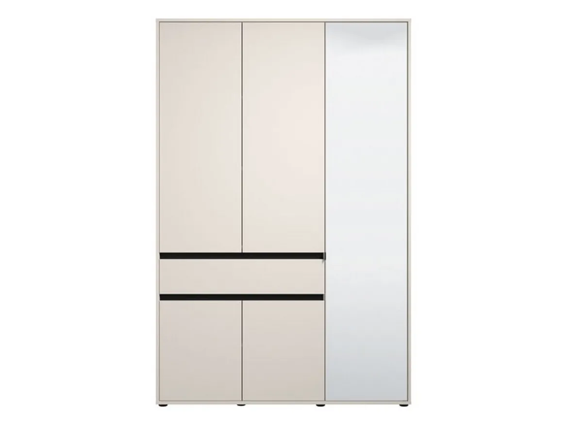 Guardaroba 3 Ante Bianco Nero 5 Ripiani un Cassetto 138x54.5 cm, Appendiabiti - Ilbono