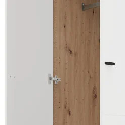 Guardaroba 2 Ante Bianco Opaco Marrone Rovere Nodi Appendiabiti un Ripiano 79x208h cm, 2 Ante - Pomar