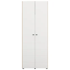 Guardaroba 2 Ante Bianco Opaco Marrone Rovere Nodi Appendiabiti un Ripiano 79x208h cm, 2 Ante - Pomar
