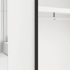 Guardaroba 2 Ante Bianco Opaco Nero 4 Ripiani Appendiabiti 205x216h cm, 2 Cassetti - Copala