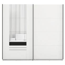 Guardaroba 2 Ante Bianco Opaco Nero 4 Ripiani Appendiabiti 205x216h cm, 2 Cassetti - Copala