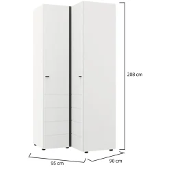 Guardaroba 2 Ante Bianco Opaco Nero Appendiabiti un Ripiano 79x208h cm, 2 Ante - Pomar