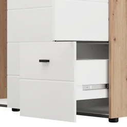 Guardaroba 3 Ante Bianco Opaco Nero Appendiabiti 4 Ripiani 117x52 cm, 3 Ante - Ouarza