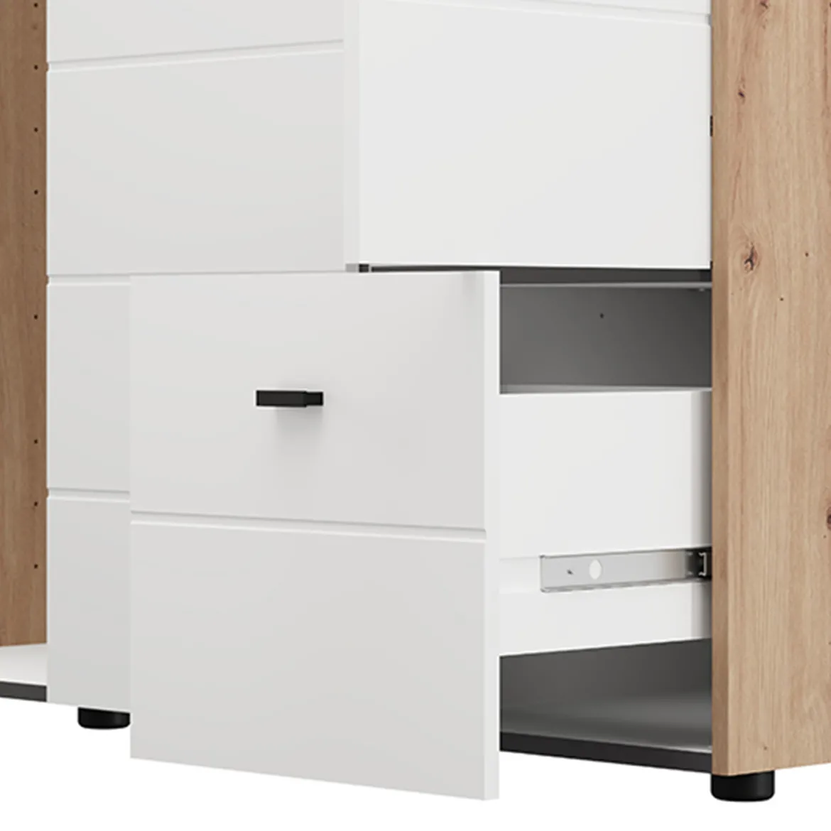 Guardaroba 3 Ante Bianco Opaco Nero Appendiabiti 4 Ripiani 117x52 cm, 3 Ante - Ouarza