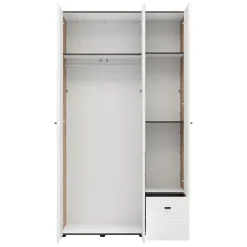Guardaroba 3 Ante Bianco Opaco Nero Appendiabiti 4 Ripiani 117x52 cm, 3 Ante - Ouarza