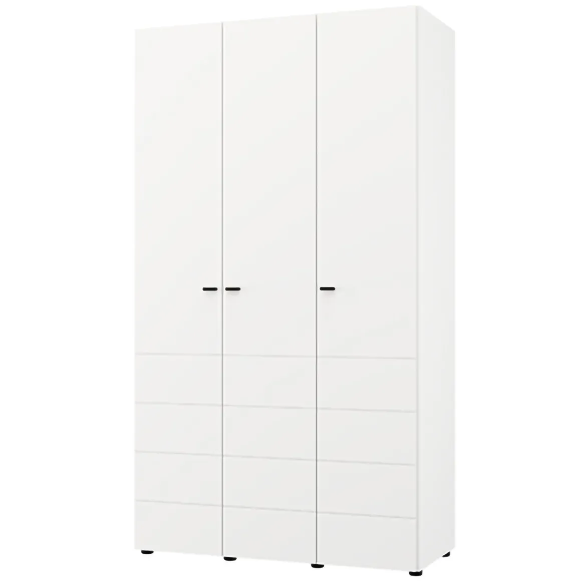 Guardaroba 3 Ante Bianco Opaco Nero Appendiabiti 4 Ripiani 117x52 cm, 3 Ante - Ronco