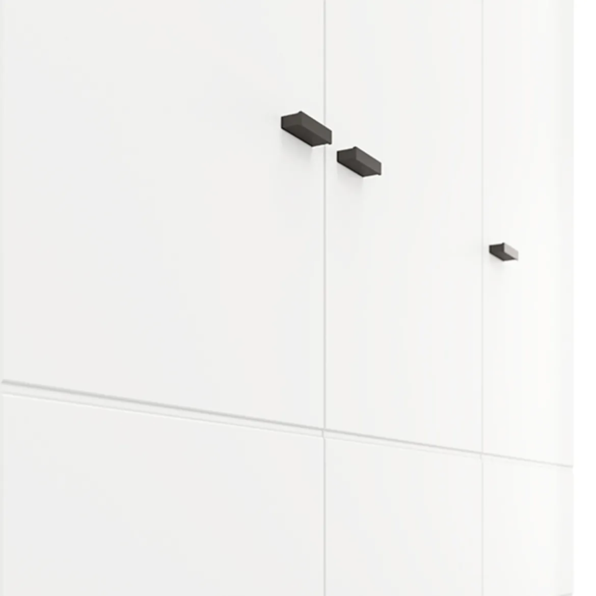 Guardaroba 3 Ante Bianco Opaco Nero Appendiabiti 4 Ripiani 117x52 cm, 3 Ante - Ronco