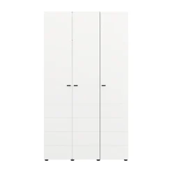 Guardaroba 3 Ante Bianco Opaco Nero Appendiabiti 4 Ripiani 117x52 cm, 3 Ante - Ronco