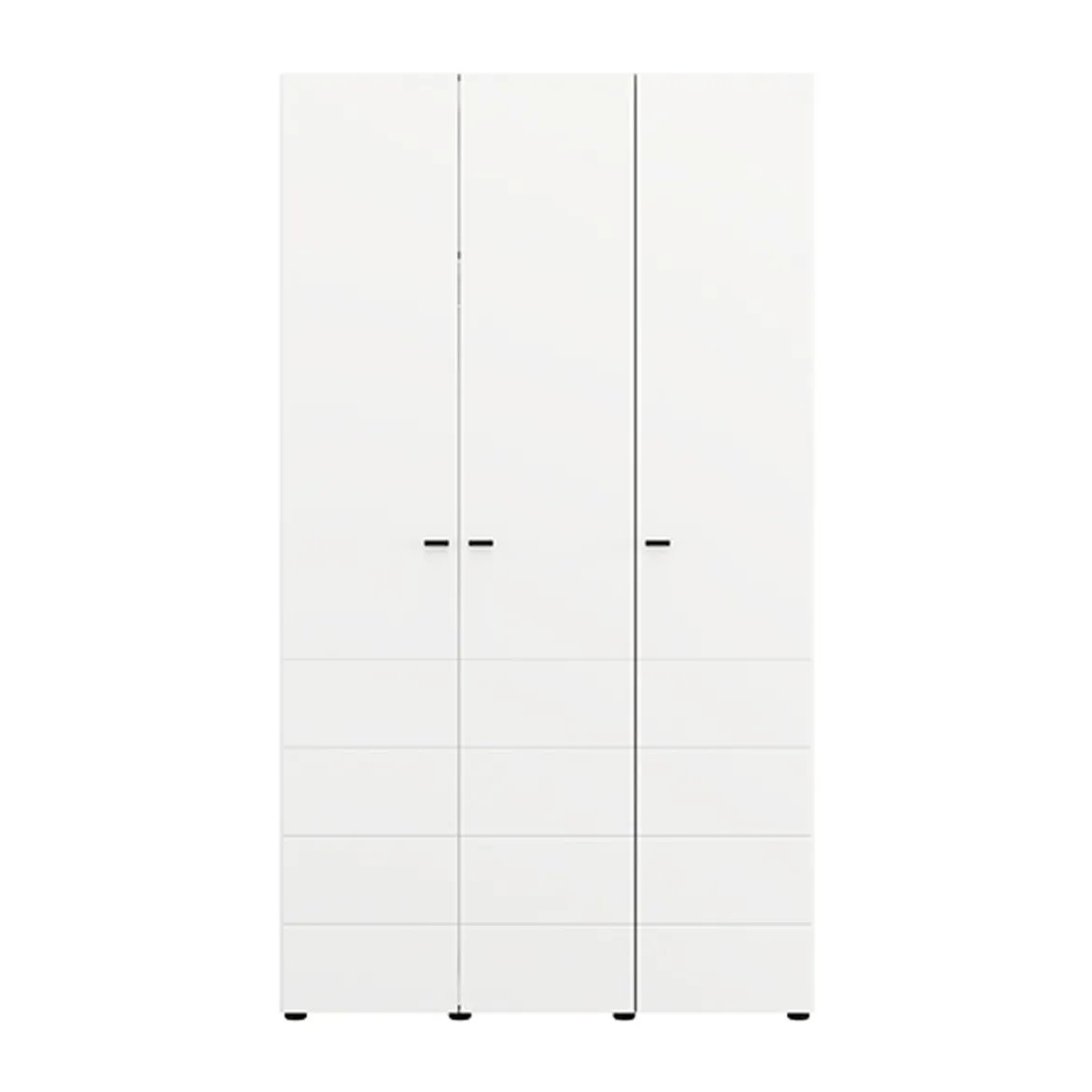 Guardaroba 3 Ante Bianco Opaco Nero Appendiabiti 4 Ripiani 117x52 cm, 3 Ante - Ronco