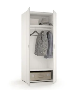 Guardaroba 2 Ante Bianco 2 Ripiani Appendiabiti 80x180h cm, 2 Ante - Susella