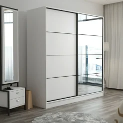 Guardaroba 2 Ante Bianco 5 Ripiani Appendiabiti 180x190h cm, 2 Ante - Torello