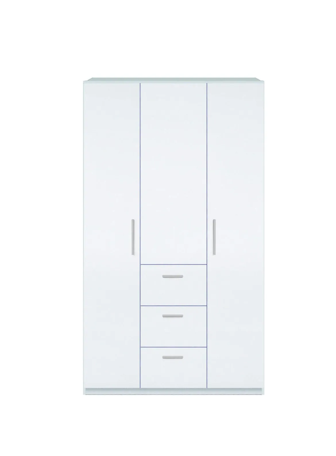 Guardaroba 3 Ante Bianco 4 Ripiani Appendiabiti 117x52 cm, 3 Cassetti - Anama