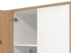 Guardaroba 3 Ante Bianco Rovere Nodi Marrone Appendiabiti 5 Ripiani 119x53 cm, 7 Vani - Lavagno