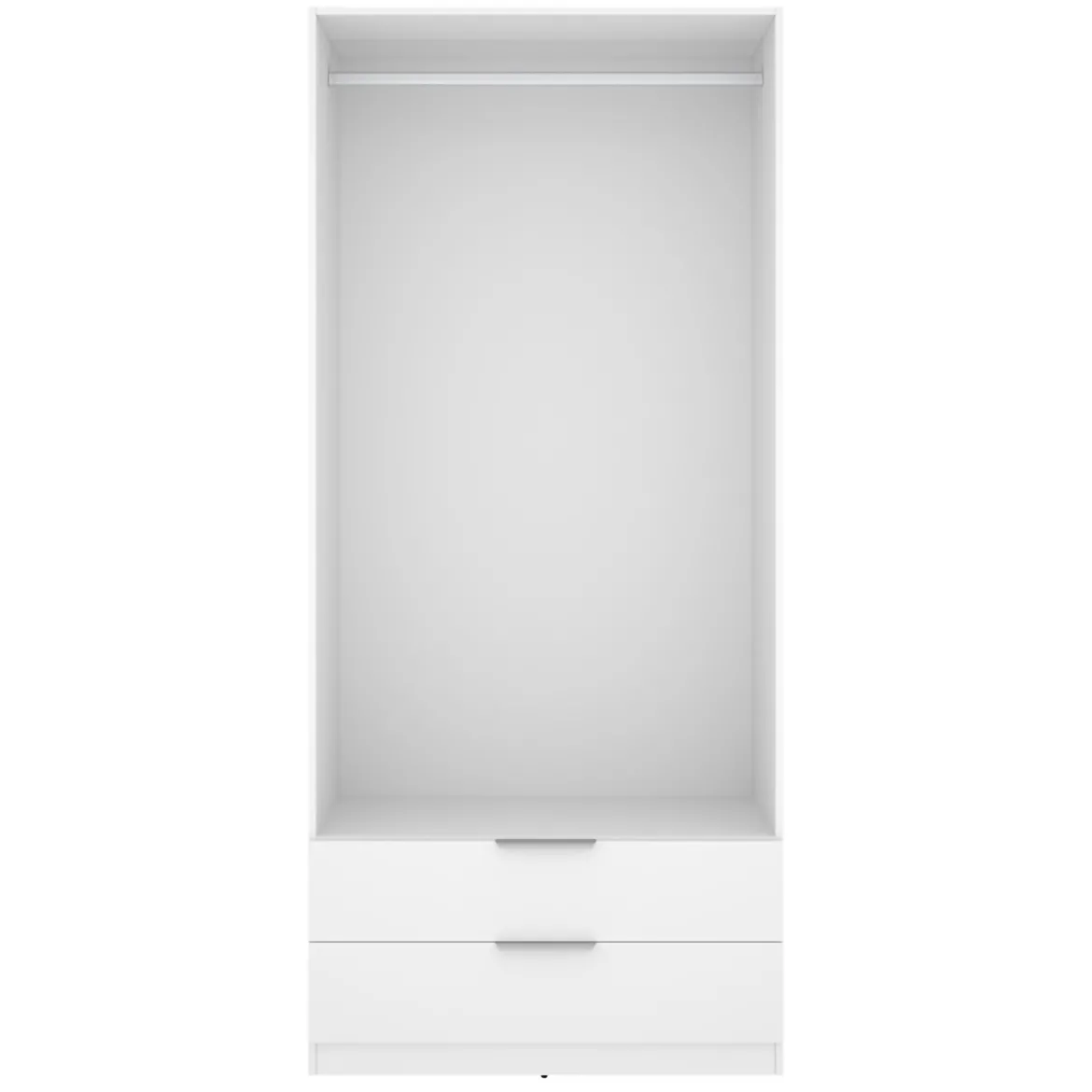 Guardaroba 2 Ante Bianco un Ripiano Appendiabiti 51x204h cm, 2 Cassetti - Montclare