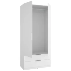 Guardaroba 2 Ante Bianco un Ripiano Appendiabiti 51x204h cm, 2 Cassetti - Montclare