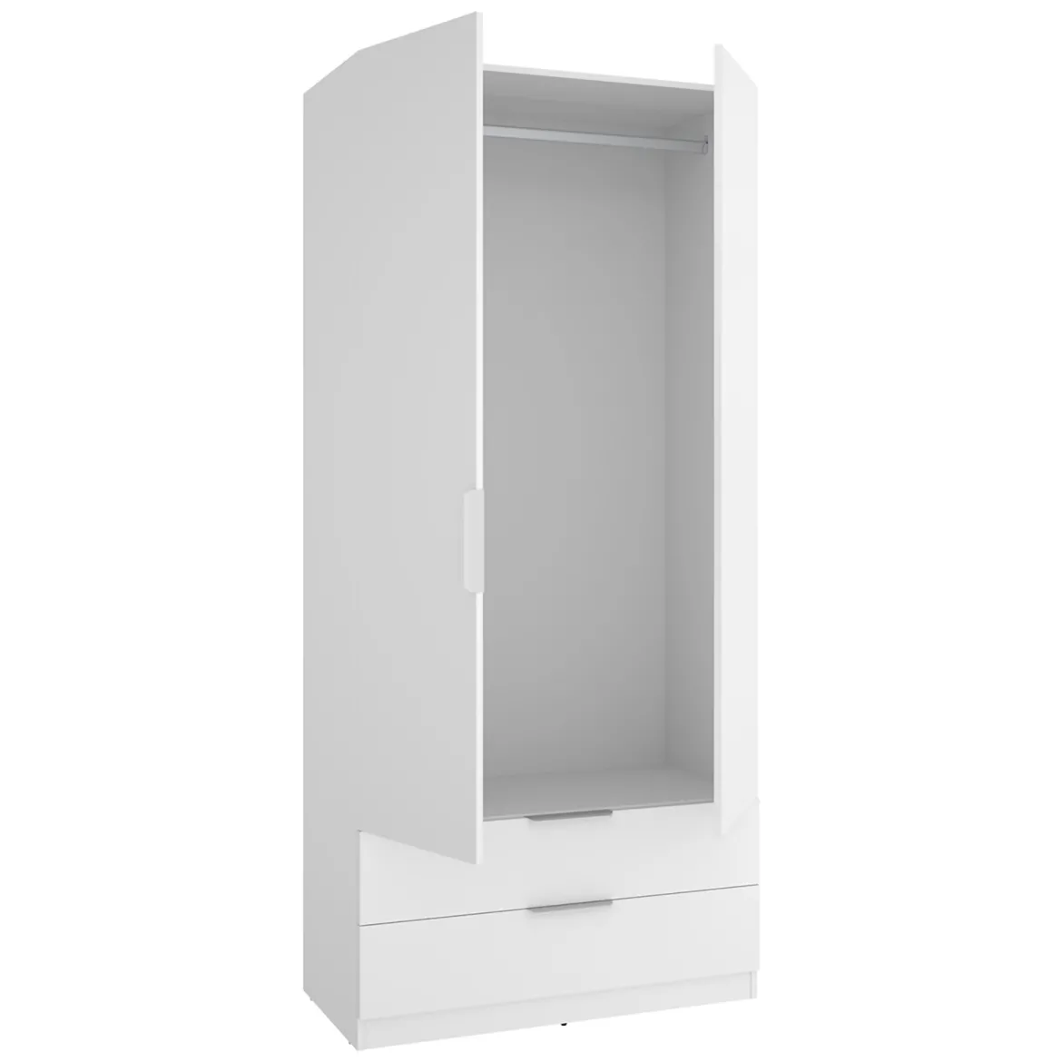 Guardaroba 2 Ante Bianco un Ripiano Appendiabiti 51x204h cm, 2 Cassetti - Montclare