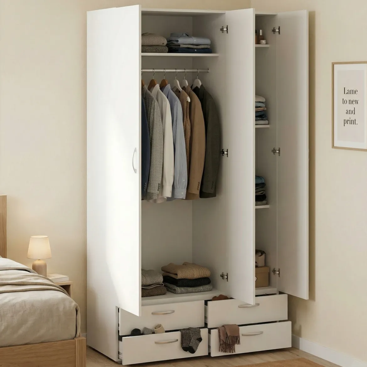 Guardaroba 3 ante bianco 110x214h cm - Randazzo