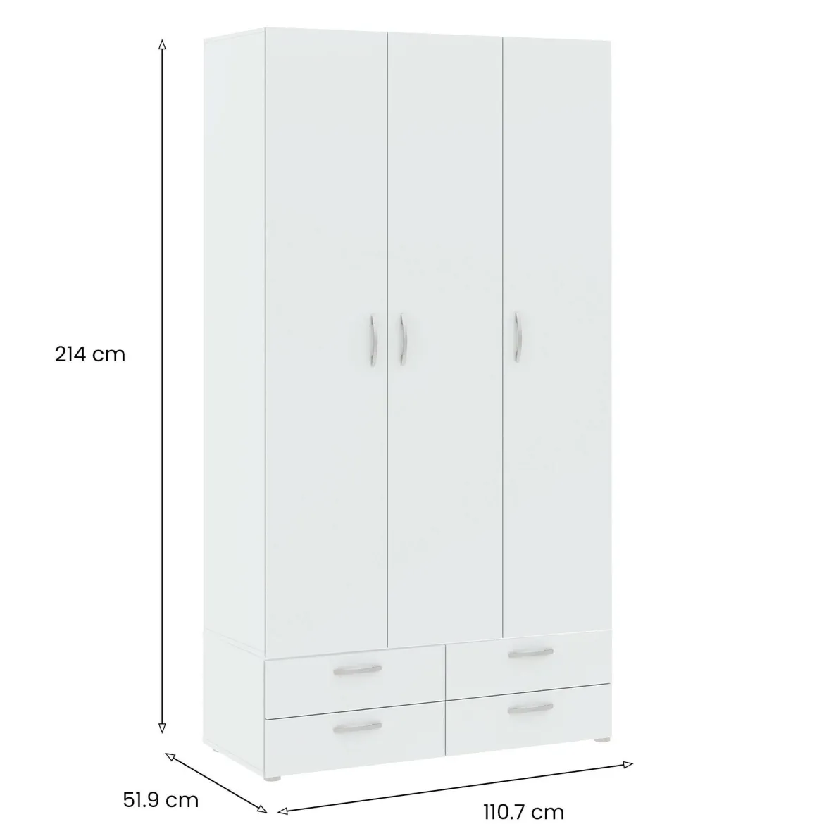 Guardaroba 3 ante bianco 110x214h cm - Randazzo
