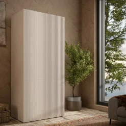 Guardaroba 2 ante Caiazzo, 90x56 h199 cm, Beige